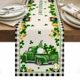 thumbnail image 1 of St. Patrick's Day Table Runner - 36 Inch Long, Kitchen Dining Table Runner Dresser Scarves, Gnomes Shamrocks Truck Gold Coin Plaid Farmhouse Decor for Coffee Tables Wedding Party Banquet, 1 of 8