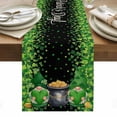 thumbnail image 1 of St. Patrick's Day Table Runner - 36 Inch Long, Kitchen Dining Table Runner Dresser Scarves, Spring Lucky Shamrocks Green Gnomes Black Farmhouse Decor for Coffee Tables Wedding Party Banquet, 1 of 8