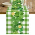 thumbnail image 1 of St. Patrick's Day Table Runner - 48 Inch Long Shamrock Grasses Sage Green Plaid Cotton and Linen Blended Dress Scarves Farmhouse Table Runner for Kitchen Dining, Coffee Table, 13" x 48", 1 of 8