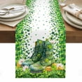 thumbnail image 1 of St. Patrick's Day Table Runner - 60 Inch Long, Kitchen Dining Table Runner Dresser Scarves, Farmhouse Green Boots Daisy Clovers Farmhouse Decor for Coffee Tables Wedding Party Banquet, 1 of 8
