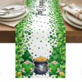 thumbnail image 1 of St. Patrick's Day Table Runner - 60 Inch Long, Kitchen Dining Table Runner Dresser Scarves, Green Gnomes Spring Lucky Shamrocks Farmhouse Decor for Coffee Tables Wedding Party Banquet, 1 of 8
