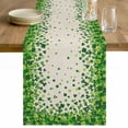 thumbnail image 1 of St. Patrick's Day Table Runner - 60 Inch Long Spring Lucky Shamrocks Leaves Retro Country Cotton and Linen Blended Dress Scarves Farmhouse Table Runner for Kitchen Dining, Coffee Table, 13" x 60", 1 of 8