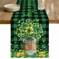 thumbnail image 1 of St. Patrick's Day Table Runner - 70 Inch Long Green Clovers Coin Buffalo Plaid Cotton and Linen Blended Dress Scarves Farmhouse Table Runner for Kitchen Dining, Coffee Table, 13" x 70", 1 of 8