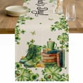 thumbnail image 1 of St. Patrick's Day Table Runner - 70 Inch Long Lucky Shamrocks Boots Green Leaves Retro Cotton and Linen Blended Dress Scarves Farmhouse Table Runner for Kitchen Dining, Coffee Table, 13" x 70", 1 of 8