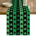 thumbnail image 1 of St. Patrick's Day Table Runner - 70 Inch Long Spring Green Lucky Clovers Shamrock Cotton and Linen Blended Dress Scarves Farmhouse Table Runner for Kitchen Dining, Coffee Table, 13" x 70", 1 of 8