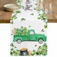 thumbnail image 1 of St. Patrick's Day Table Runner - 70 Inch Long Spring Lucky Shamrocks Green Truck Country Cotton and Linen Blended Dress Scarves Farmhouse Table Runner for Kitchen Dining, Coffee Table, 13" x 70", 1 of 8