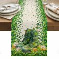 thumbnail image 1 of St. Patrick's Day Table Runner - 72 Inch Long, Kitchen Dining Table Runner Dresser Scarves, Country Retro Green Boots Daisy Clovers Farmhouse Decor for Coffee Tables Wedding Party Banquet, 1 of 8