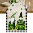 thumbnail image 1 of St. Patrick's Day Table Runner - 90 Inch Long Green Shamrock Gnomes Gold Coin Beige Cotton and Linen Blended Dress Scarves Farmhouse Table Runner for Kitchen Dining, Coffee Table, 13" x 90", 1 of 8