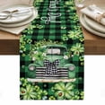 thumbnail image 1 of St. Patrick's Day Table Runner - 90 Inch Long, Kitchen Dining Table Runner Dresser Scarves, Spring Green Truck Clovers Flowers Plaid Farmhouse Decor for Coffee Tables Wedding Party Banquet, 1 of 8