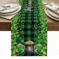 thumbnail image 1 of St. Patrick's Day Table Runner - 90 Inch Long, Kitchen Dining Table Runner Dresser Scarves, Spring Lucky Shamrocks Green Gnomes Plaid Farmhouse Decor for Coffee Tables Wedding Party Banquet, 1 of 8