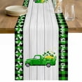 thumbnail image 1 of St. Patrick's Day Table Runner - 90 Inch Long Spring Lucky Grass Truck Gray Wood Plaid Cotton and Linen Blended Dress Scarves Farmhouse Table Runner for Kitchen Dining, Coffee Table, 13" x 90", 1 of 8