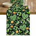 thumbnail image 1 of St. Patrick's Day Table Runner - 90 Inch Long Spring Shamrocks Green Love Hats Plants Black Cotton and Linen Blended Dress Scarves Farmhouse Table Runner for Kitchen Dining, Coffee Table, 13" x 90", 1 of 8