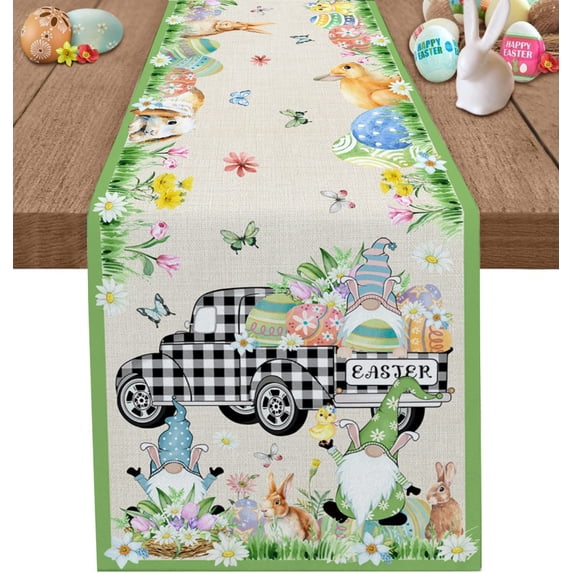 St. Patrick''s Day Table Runner 90 Inches Long Farmhouse Burlap Table Runners Shamrock Texture Green and Black Plaid Table Decoration Runner for Party Holiday Wedding Dinner 13"x90"
