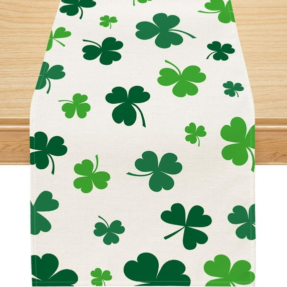 St. Patrick''s Day Table Runner, St. Patrick''s Day Decorations Green Shamrock Seasonal Spring Holiday Table Decorations for St. Patrick''s Day Party Dining Table Decor (White 13'''' x 72'''')