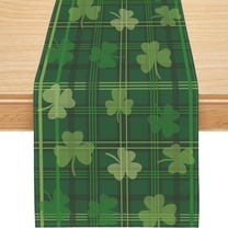 YIBAGA St. Patrick's Day Table Runner, Green Shamrock St. Patrick's Day Table Decorations Party Dining Home Decor, 13x72 inch, Polyester