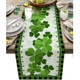 thumbnail image 1 of St Patrick''s Day Table Runner for Kitchen Dining Farmhouse Shamrock Dresser Scarves for Spring Decor Greening Buffalo Plaid Table Setting Decor Irish Shamrock Clover Green - 13.8 x 71 inches Long, 1 of 6