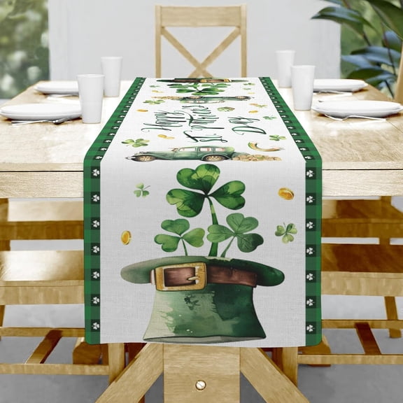 St. Patrick''s Day Table Runner,Linen Table Runner,Table Runner for Kitchen Coffee Dining End Table Bedroom Living Room Decor,St. Patrick''s Day Table Runner 36 Inches for Indoor Outdoor Dinner Party