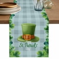 thumbnail image 1 of St. Patrick's Day Table Runner, Spring Coin Green Clovers Blue Lattice Washable Cotton Linen Table Runners 90 Inches Long, Dresser Scarf Runner for Dining/Coffee/Kitchen/Hallway Tables 13''x90'', 1 of 9