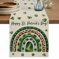 thumbnail image 1 of St Patrick's Day Table Runner, Spring Lucky Shamrock Rainbow Beige Washable Cotton Linen Table Runners 36 Inches Long, Dresser Scarf Runner for Nightstand/End Tables/Round Tables 13''x36'', 1 of 9