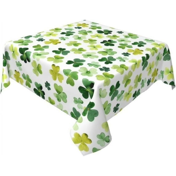 St. Patrick''s Day Tablecloth 54X54 Inch Square Green Watercolor Shamrock Table Cloth Dust-Proof Wrinkle Resistant Rustic Spring Table Covers for Holiday Party Dining
