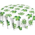 thumbnail image 1 of St. Patrick''s Day Tablecloth 60 Inch Round Watercolor Shamrock Table Cloth Washable Wrinkle Resistant Rustic Lucky Green and White Table Cover for Holiday Party Dinner Decor, 1 of 6