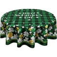 thumbnail image 1 of St.Patrick''s Day Tablecloth Gold Green Clover Round Tablecloth 60 Inch Lucky Shamrock Table Cloth for Farmhouse Kitchen Decor Polyester Fabric Green Buffalo Plaid Table Cover for Party Outdoor, 1 of 6