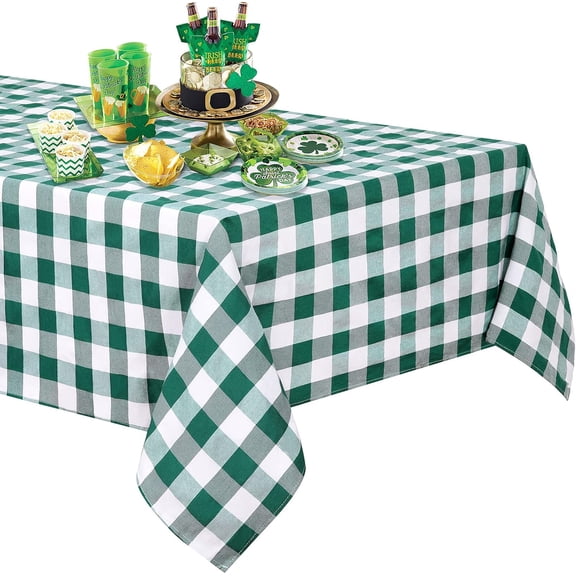 St. Patrick''s Day Tablecloth Green Tablecloths Irish Plaid Table Cloth Decorative Table Covers for Picnic Party Dining Room 60x84 Inch