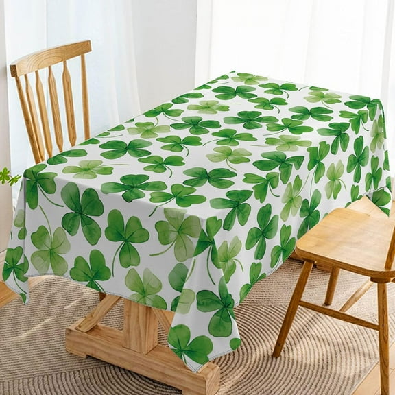 St. Patrick''s Day Tablecloth Irish Green Shamrock Clover Spring Holiday Party Decoration Kitchen Dining Room Table Cover (60" x 102")