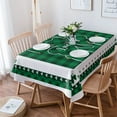 thumbnail image 1 of St.Patrick''s Day Tablecloth Rectangle/Oval 60x120in Lucky Shamrocks Black and Green Buffalo Plaid Tablecloths Waterproof Table Cloth for Kitchen Indoor Outdoor Table Cover for Dining/Party Decoration, 1 of 6