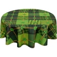 thumbnail image 1 of St Patrick''s Day Tablecloth Round 60 Inch Irish Shamrock Clover Green Patchwork Table Cloth Circle Saint Patricks Day Table Cover Tabletop for Home Decor Dining Room Kitchen Party Picnic, 1 of 6