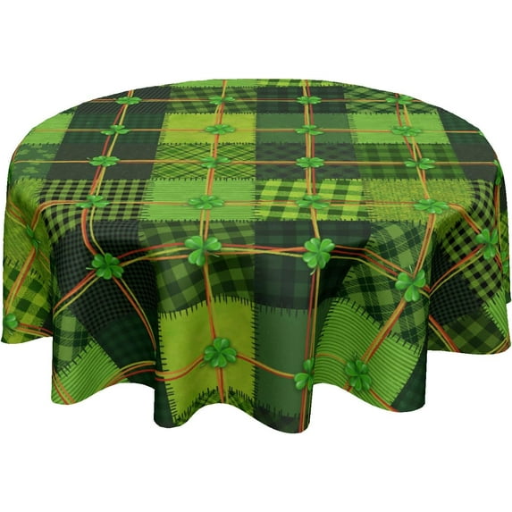 St Patrick''s Day Tablecloth Round 60 Inch Irish Shamrock Clover Green Patchwork Table Cloth Circle Saint Patricks Day Table Cover Tabletop for Home Decor Dining Room Kitchen Party Picnic