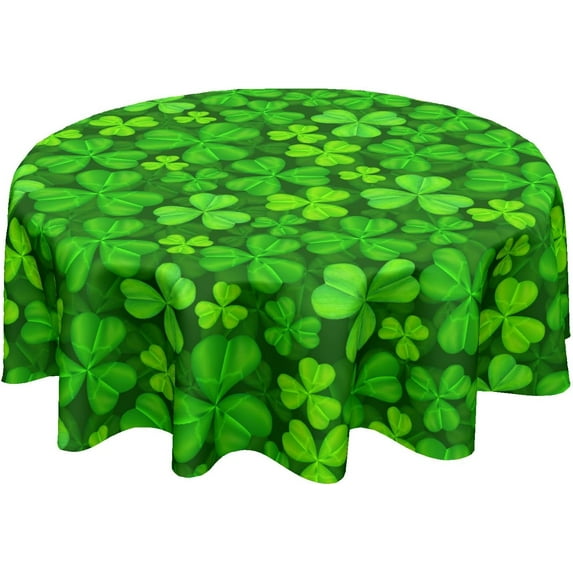 St Patrick''s Day Tablecloth Round 60 Inch Irish Shamrock Clover Green Table Cloth Circle Saint Patricks Day Table Cover Tabletop for Home Decor Dining Room Kitchen Party Picnic