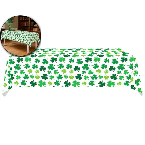 St Patrick's Day Tablecloth Shamrock Table Cloth Rectangle Irish Waterproof Washable Microfiber Tablecloth Decorative Table Covers for Picnic Party St. Patrick's Day Decoration, 108"x54"