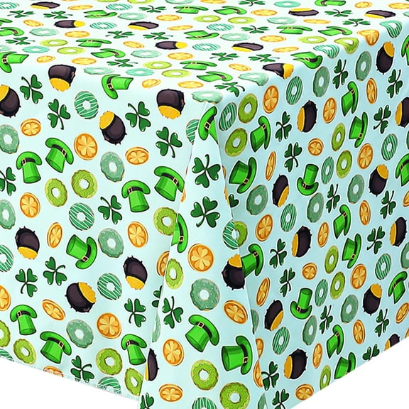 St Patrick''s Day Tablecloth, St Patrick''s Day Spring Tablecloth Rectangle Clover Tablecover Shamrock Tablecloth Green Leaves Table Runner for St Patrick''s Day (Green Hat, 60 x 102 Inch)