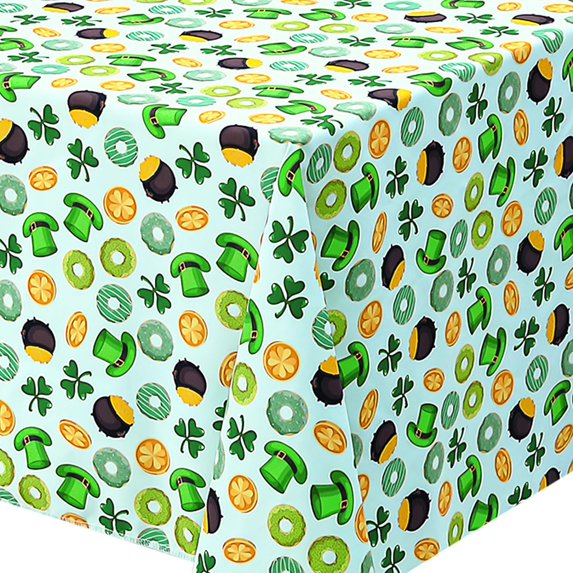 St Patrick''s Day Tablecloth, St Patrick''s Day Spring Tablecloth Rectangle Clover Tablecover Shamrock Tablecloth Green Leaves Table Runner for St Patrick''s Day (Green Hat, 60 x 102 Inch)