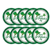St. Patricks Day Tableware- Shamrock Disposable Dinnerware with Clover Design for Irish Celebrations and Festive Gatherings