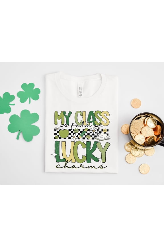 St. Patrick's Day Teacher Shirt, My Class Is Full Of Lucky Charms, Retro St Patrick's Day, Teacher Gift, Teacher Appreciation, Teacher Life 1664274128