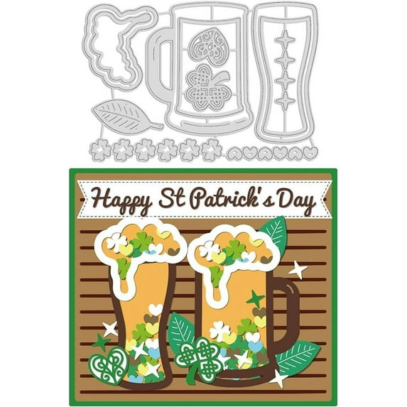 St. Patrick's Day Theme Cutting Dies Carbon Steel Die Cuts for DIY Crafting Luck Grass Embossing Stencil Template for Card Making Scrapbooking Photo Album Decoration