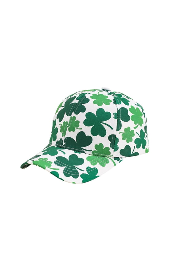 St. Patrick's Day Themed Baseball Cap with Shamrock Print, Wide Brim Sun Hat for Outdoor Festivals and Casual Holiday Celebrations
