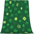 thumbnail image 1 of St. Patrick''s Day Throw Blanket, Lightweight Super Soft Cozy Fleece Green Lucky Shamrocks Irish Clover Pattern Bed Blanket Warm Flannel Blanket Gift for Sofa Couch Chair 40" x 50", 1 of 6