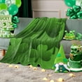 thumbnail image 1 of St. Patrick''s Day Throw Blankets Green Lucky Clover Leaf Fuzzy Soft Bed Cover Bedspread Irish Shamrocks Lightweight Luxury Flannel Fleece Blanket for Travel Stadium Camping Couch Sofa Chair 40x50In, 1 of 6