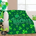 thumbnail image 1 of St. Patrick''s Day Throw Blankets Lucky Green Clover and Shamrock Flannel Throw Blanket Lightweight Cozy Decorative Blanket for Bedroom Living Rooms Couch Sofa Bed 60x80 Inch, 1 of 6