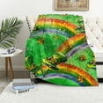 thumbnail image 1 of St Patrick's Day Throw Blankets, Vintage Green Irish Lucky Clovers Gold Coins and Rainbow Warm Cozy Flannel Blanket, Irish Festival Theme Decorate Blanket for Sofa Camping Couch Bed Travel, 1 of 6