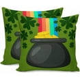 thumbnail image 1 of St Patrick''s Day Throw Pillow Covers 18x18 Inch Set of 2 Gold Coin Pot Decorative Pillows Cushion Case Pillowcases Rainbow Shamrock Green Throw Pillows for Couch Sofa Bedroom Garden Spring Holiday, 1 of 6