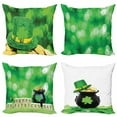 thumbnail image 1 of Ambesonne St. Patrick's Day Throw Pillow Cover 4 Pack, Pot of Gold Hat, 24", Green Charcoal Grey and White, 1 of 2