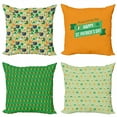 thumbnail image 1 of St. Patrick's Day Throw Pillow Cushion Case Pack of 4, Colorful Pieces from Traditional Irish Holiday Geometrical, Modern Accent Double-Sided Digital Printing, Orange and Multicolor, by Ambesonne, 1 of 2