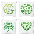 thumbnail image 1 of Ambesonne St. Patrick's Day Throw Pillow Cover 4 Pack, Holiday Lettering, 20", White and Green, 1 of 2