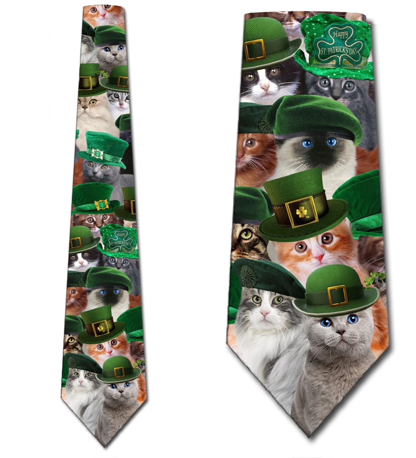 St. Patrick's Day Tie - Leprechaun Print Necktie - Green Holiday Tie For Adults - Standard 57" Length