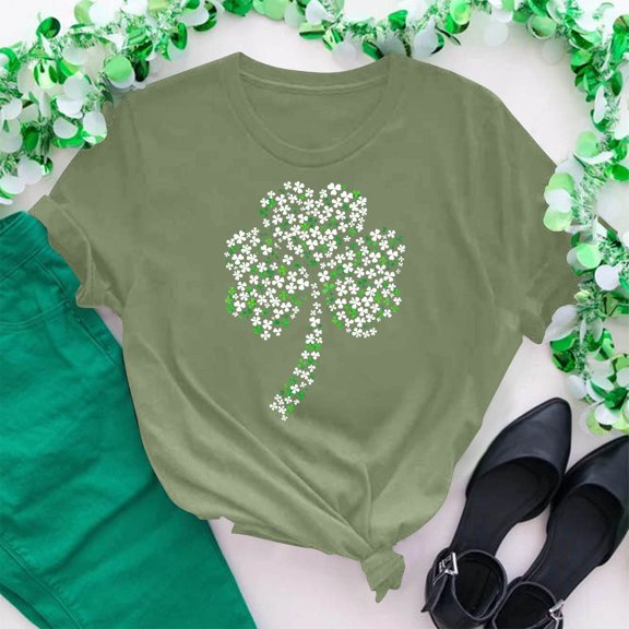 St. Patrick's Day Top, Women Short Sleeve T Shirt, Round Neck Tshirts Women's St. Patrick's Day Printed Tops Crew-Neck Short-Sleeved Pullover Blouse Tops Casual Fashion Shirt