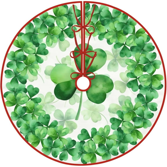 St. Patrick''s Day Tree Skirt 30" Green Clover Shamrock Christmas Tree Skirt St Patrick Tree Mat for Holiday Party Decoration Home Indoor Outdoor